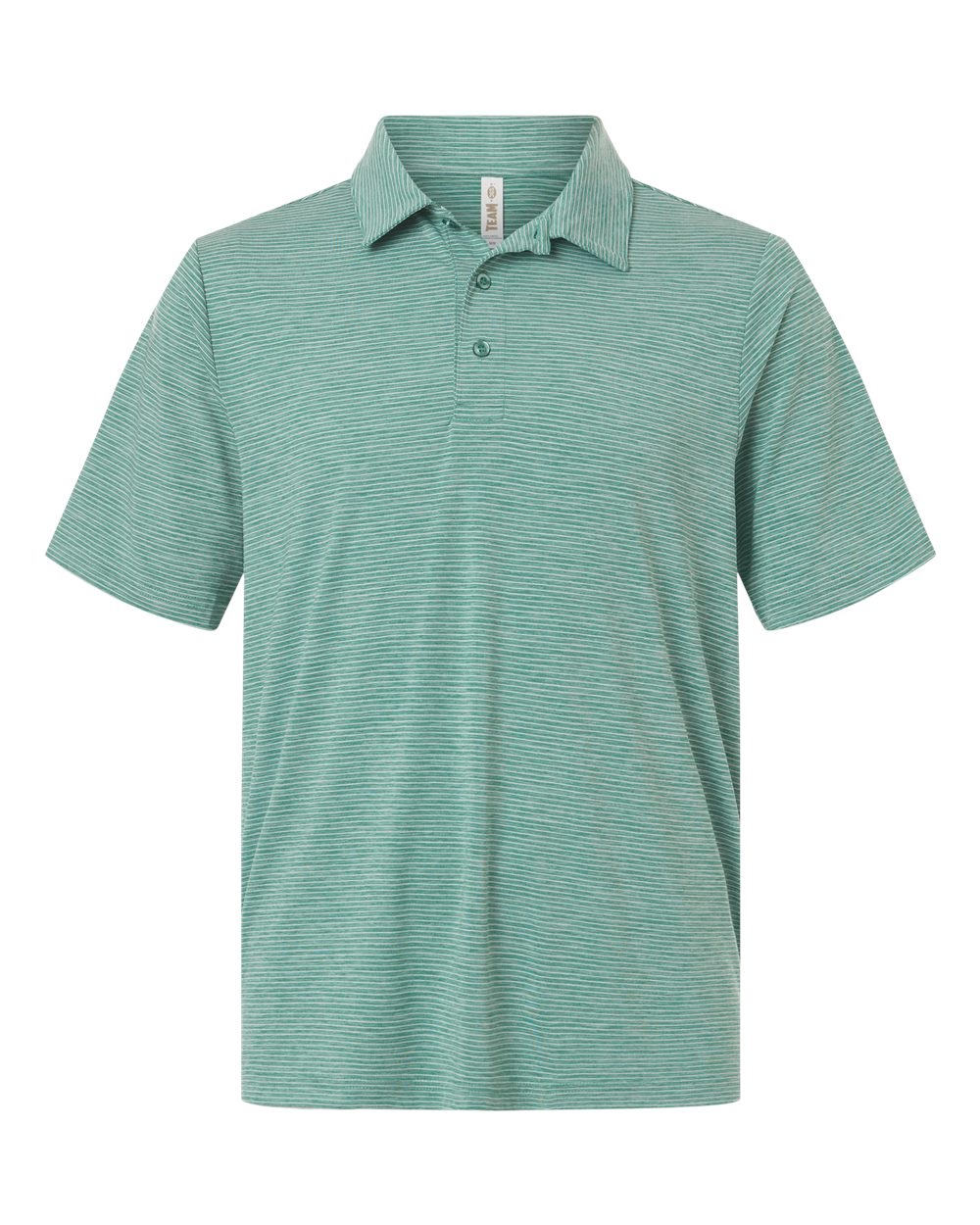 Front View of Sport Forest Heather/ White Men's Relay Heathered Stripe Polo - TT125 plain