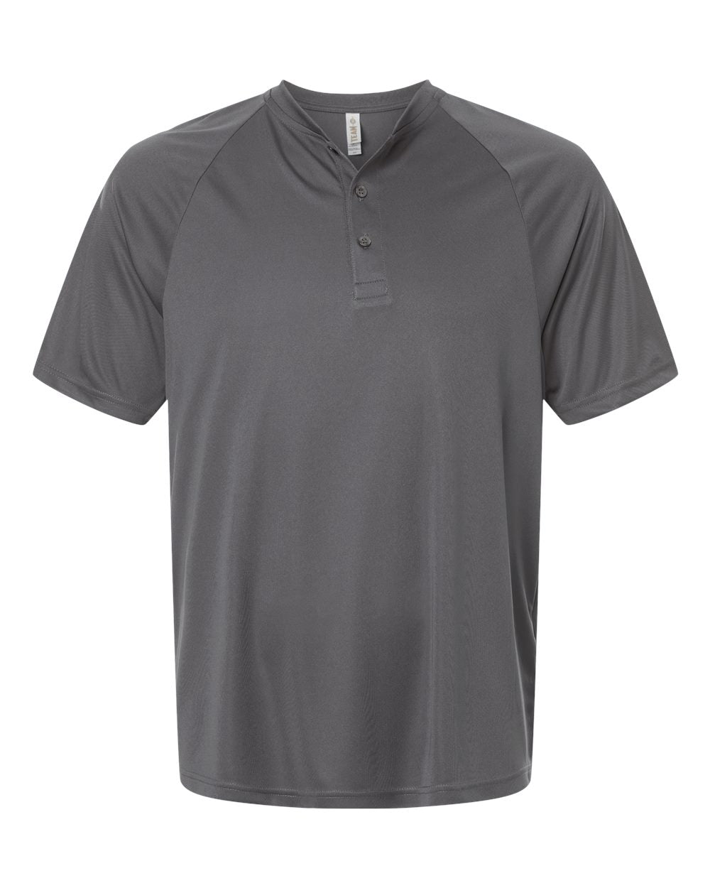 Front View of Sport Graphite Men's Zone Performance Henley - TT11HN plain