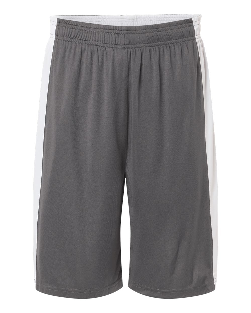 Front View of Sport Graphite/ White Unisex Zone Performance Reversible Shorts - TT115B plain
