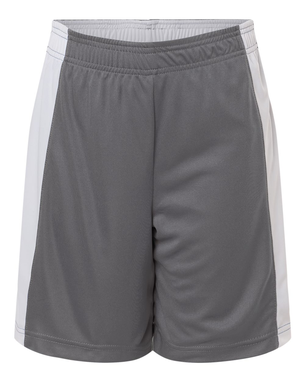 Front View of Sport Graphite/ White Youth Zone Performance Reversible Shorts - TT115BY plain