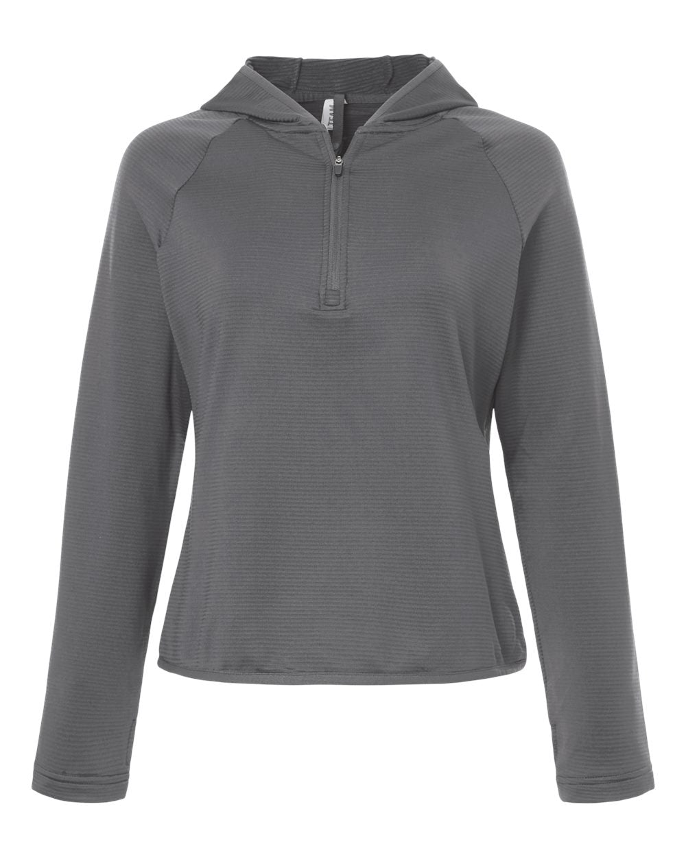 Front View of Sport Graphite Women's Qualify Quarter-Zip Hooded Pullover - TT200W plain