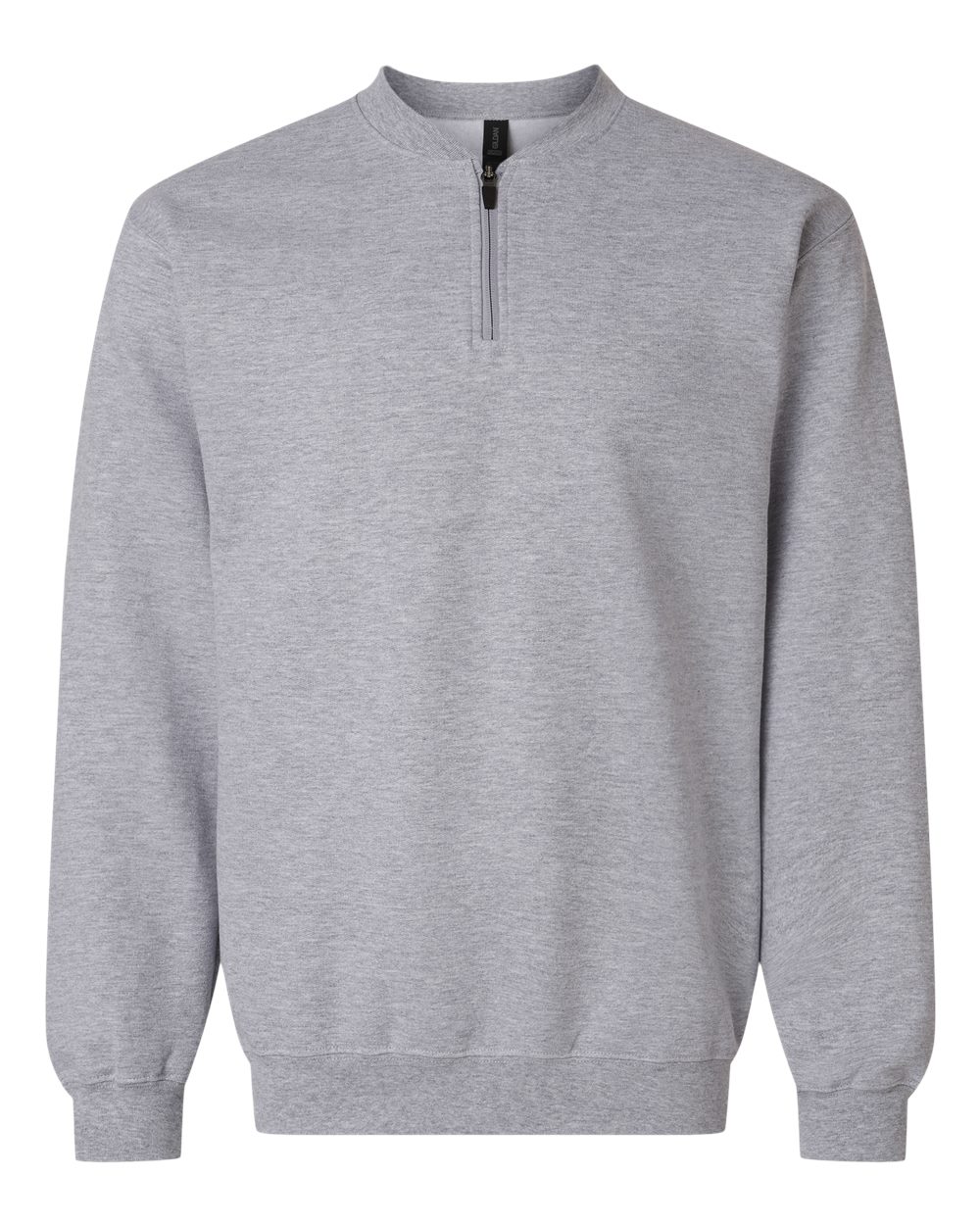 Front View of Sport Grey Softstyle® Midweight 1/4 Zip Sweatshirt - SF008