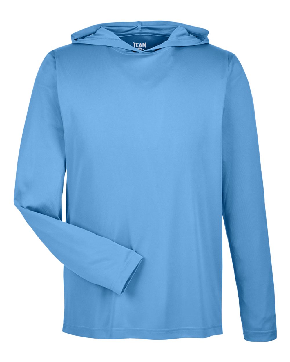 Front View of Sport Light Blue Men's Zone Performance Hooded T-Shirt - TT41