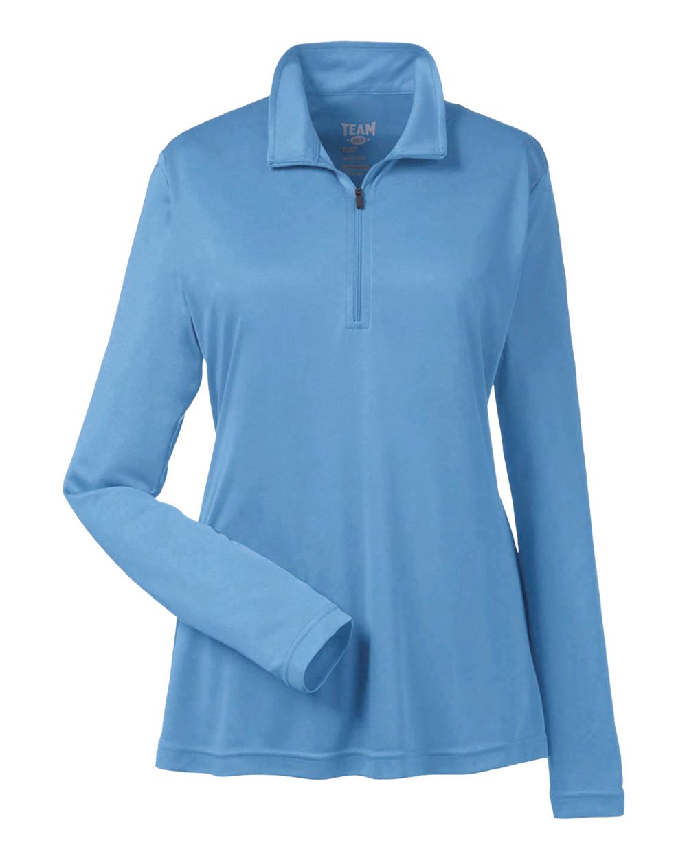 Front View of Sport Light Blue Women's Zone Performance Quarter-Zip Pullover - TT31W