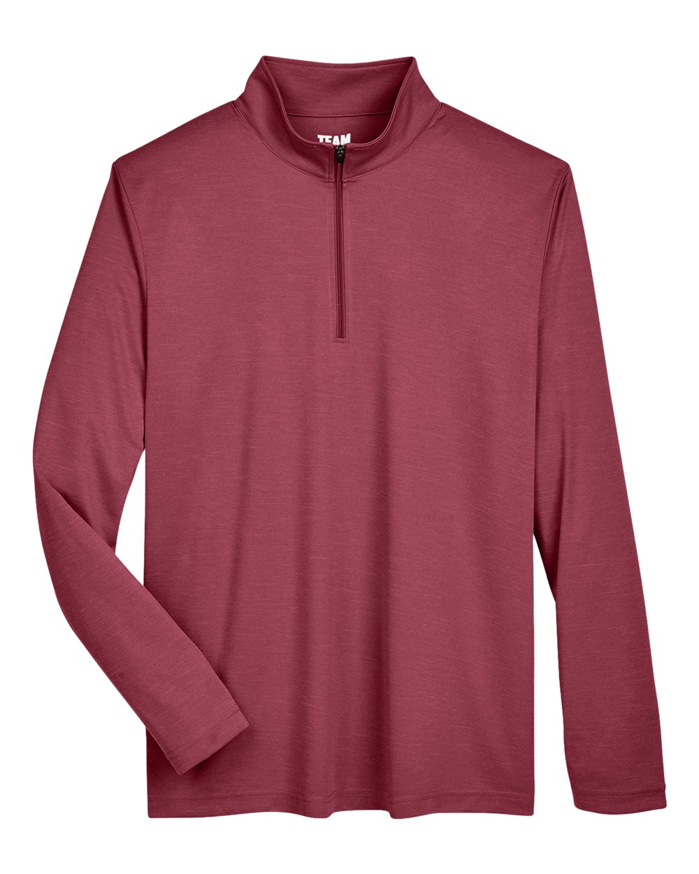 Front View of Sport Maroon Heather Men's Zone Sonic Heather Performance Quarter-Zip Pullover - TT31H