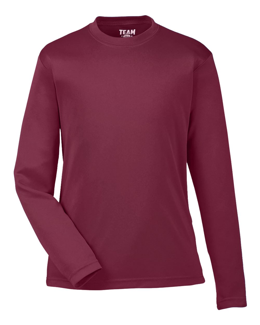 Front View of Sport Maroon Youth Zone Performance Long Sleeve T-Shirt - TT11YL