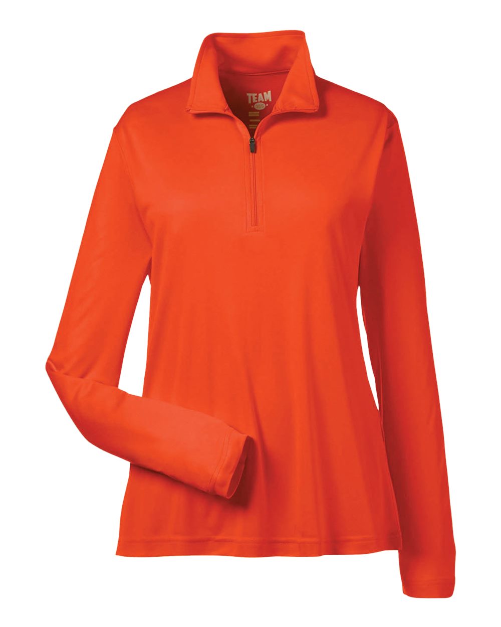 Front View of Sport Orange Women&#39;s Zone Performance Quarter-Zip Pullover - TT31W