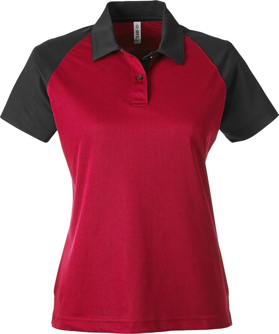 Front View of Sport Red/ Black Women's Command Snag-Protection Colorblock Polo - TT21CW
