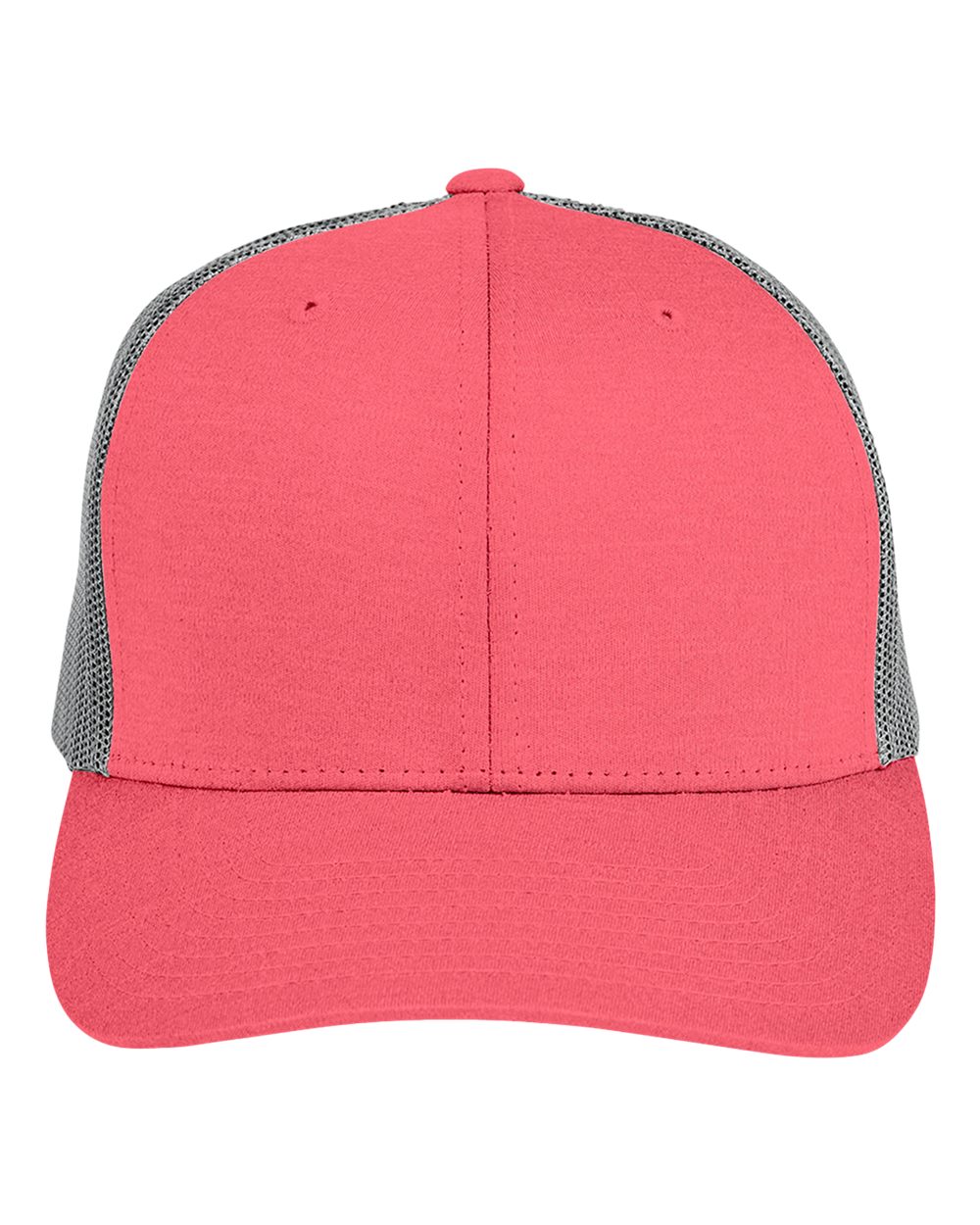 Front View of Sport Red Heather/ Sport Graphite Youth Zone Sonic Heather Trucker Cap - TT802Y