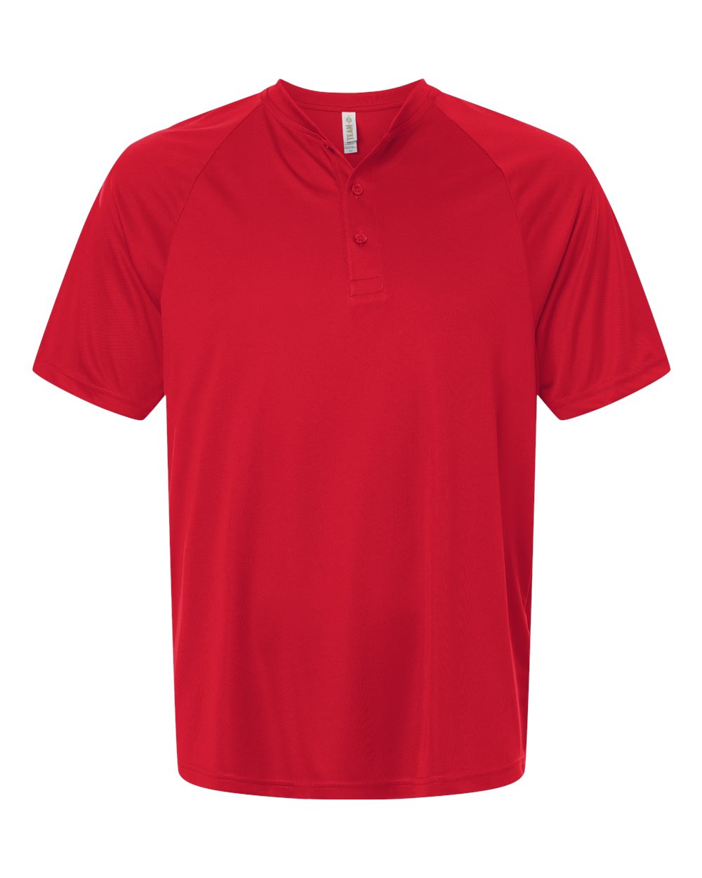 Front View of Sport Red Men's Zone Performance Henley - TT11HN plain