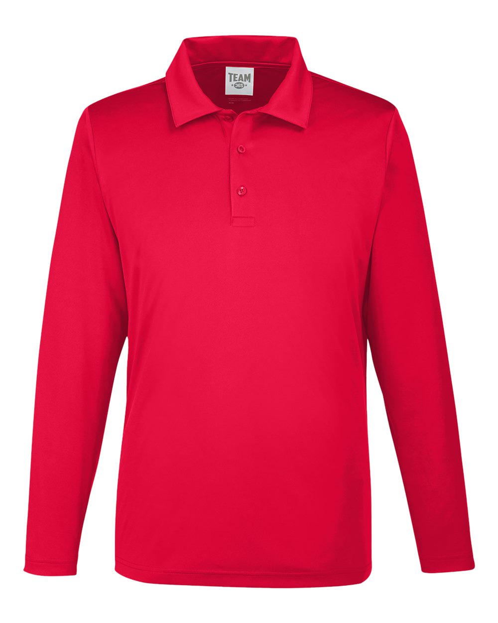 Front View of Sport Red Men's Zone Performance Long Sleeve Polo - TT51L