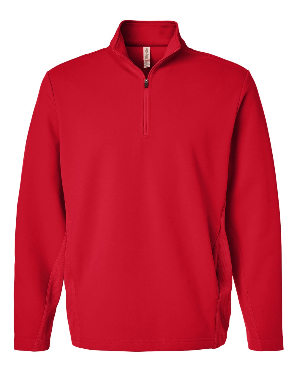 Front View of Sport Red Unisex Squad Cadet Quarter-Zip Tech Fleece Pullover - TT401