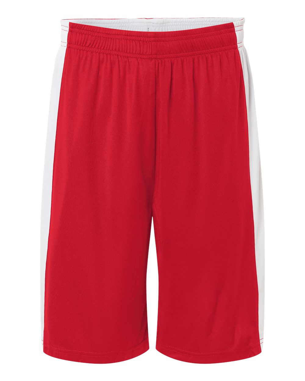 Front View of Sport Red/ White Unisex Zone Performance Reversible Shorts - TT115B plain