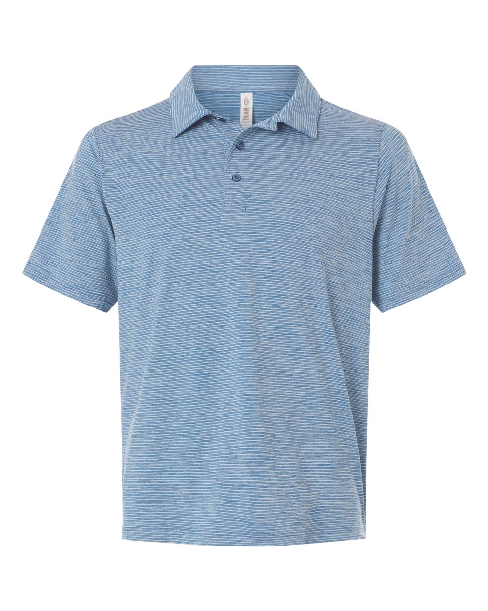Front View of Sport Royal Heather/ White Men's Relay Heathered Stripe Polo - TT125 plain