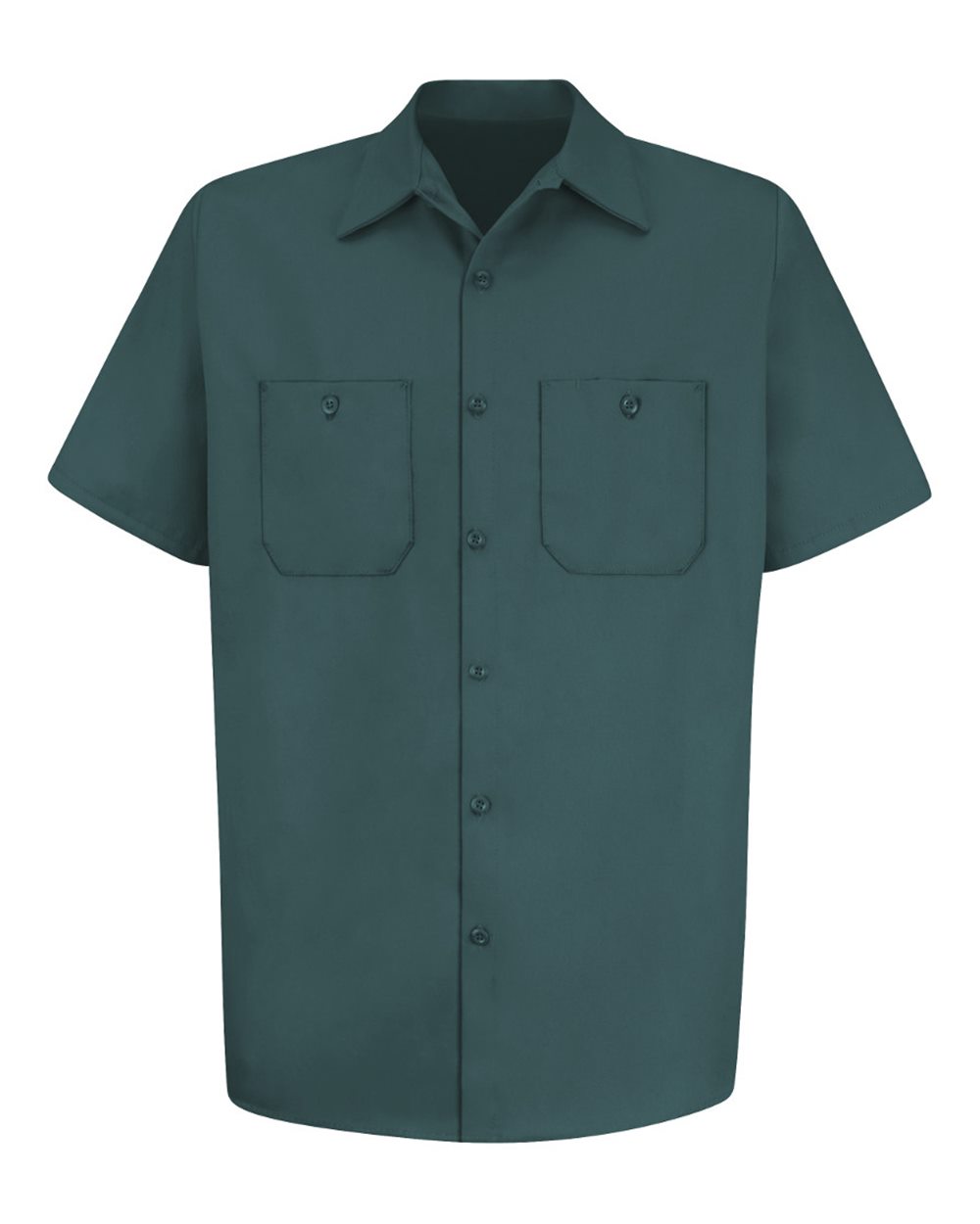 Front View of Spruce Green Cotton Short Sleeve Uniform Shirt - SC40