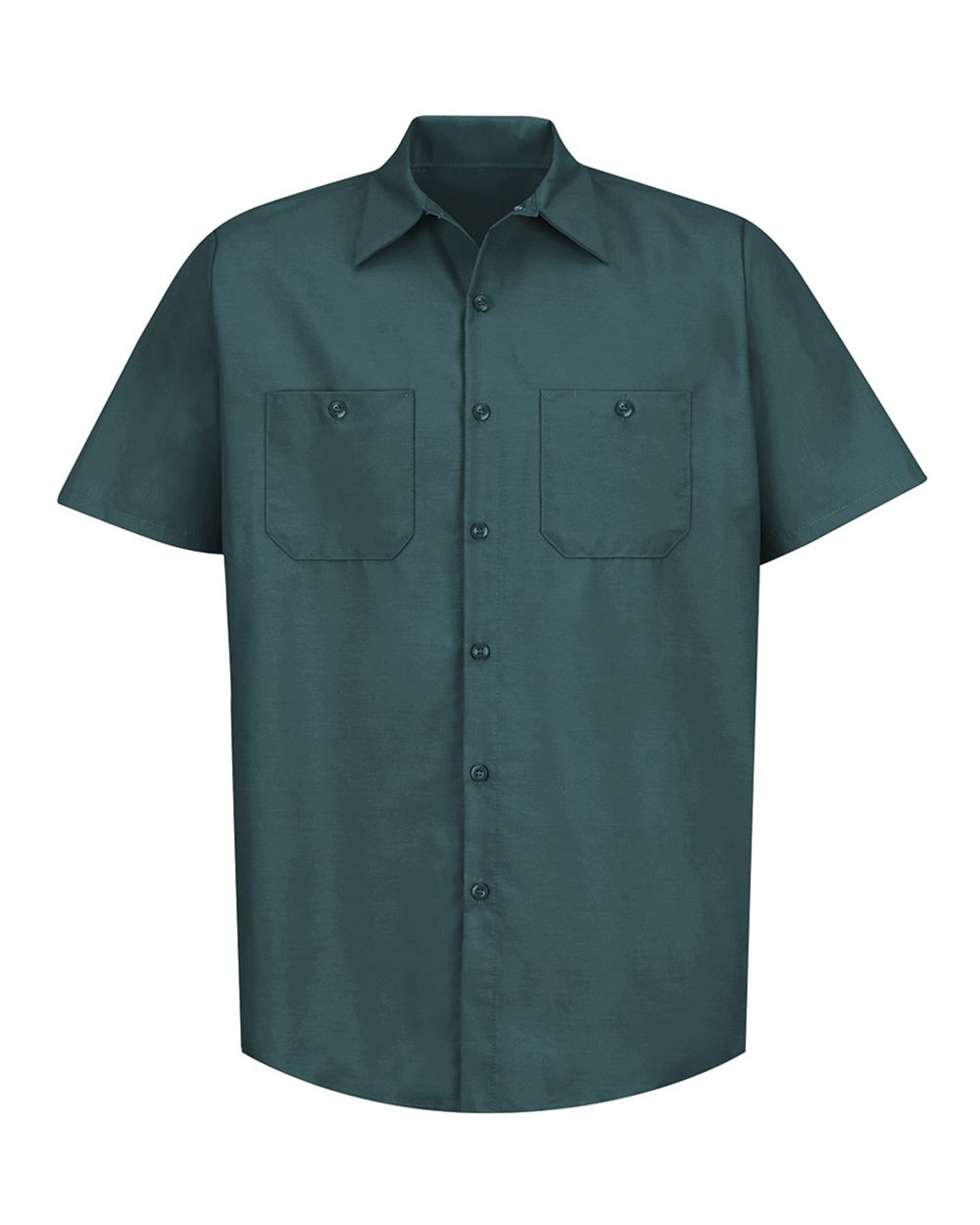 Front View of Spruce Green Industrial Short Sleeve Work Shirt - SP24