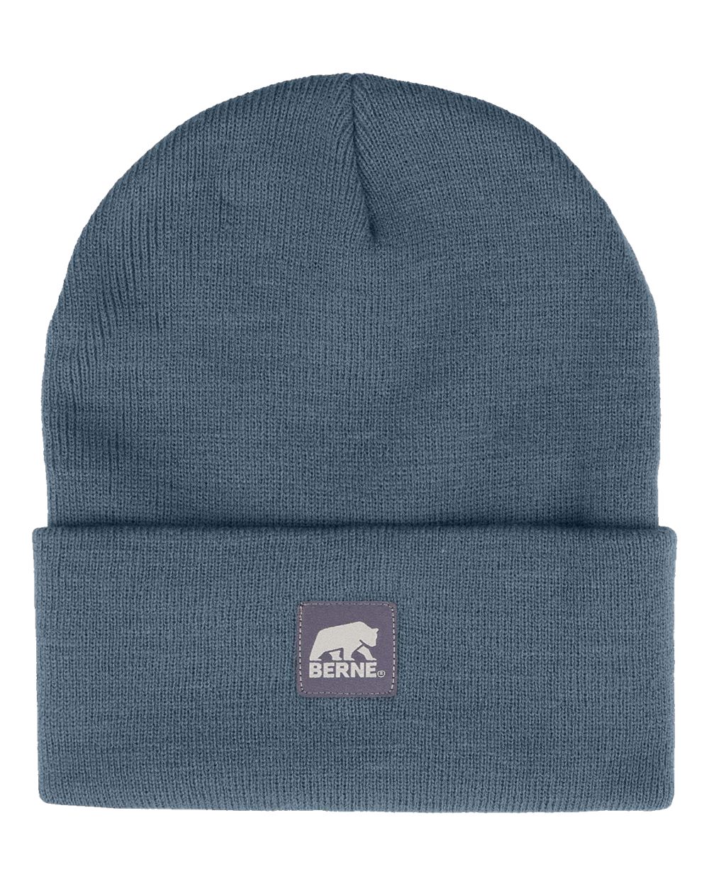 Front View of Steel Blue Heritage Knit Cuff Beanie - H150