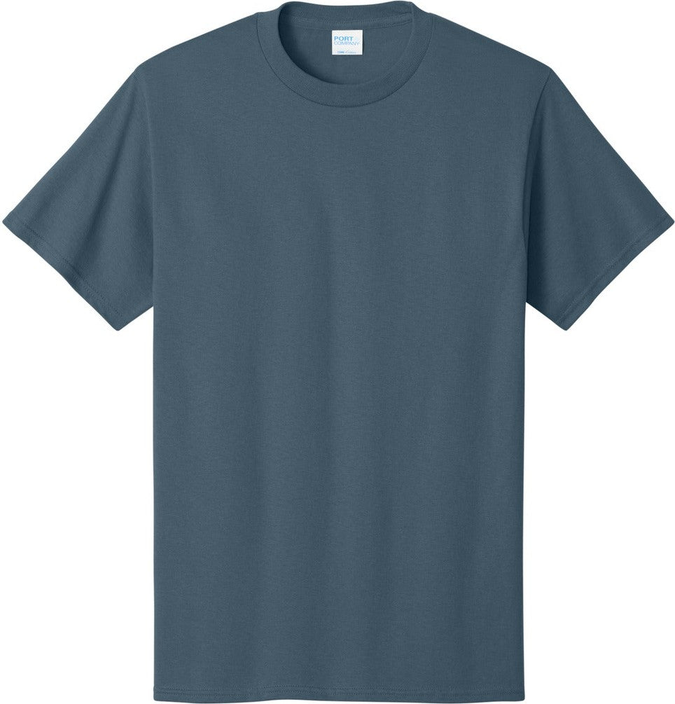 Front View of Steel Blue Port & Co Core Cotton Tee. PC54