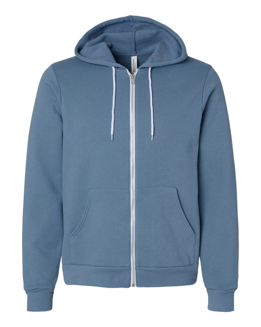 Front View of Steel Blue Sponge Fleece Full-Zip Hoodie - 3739
