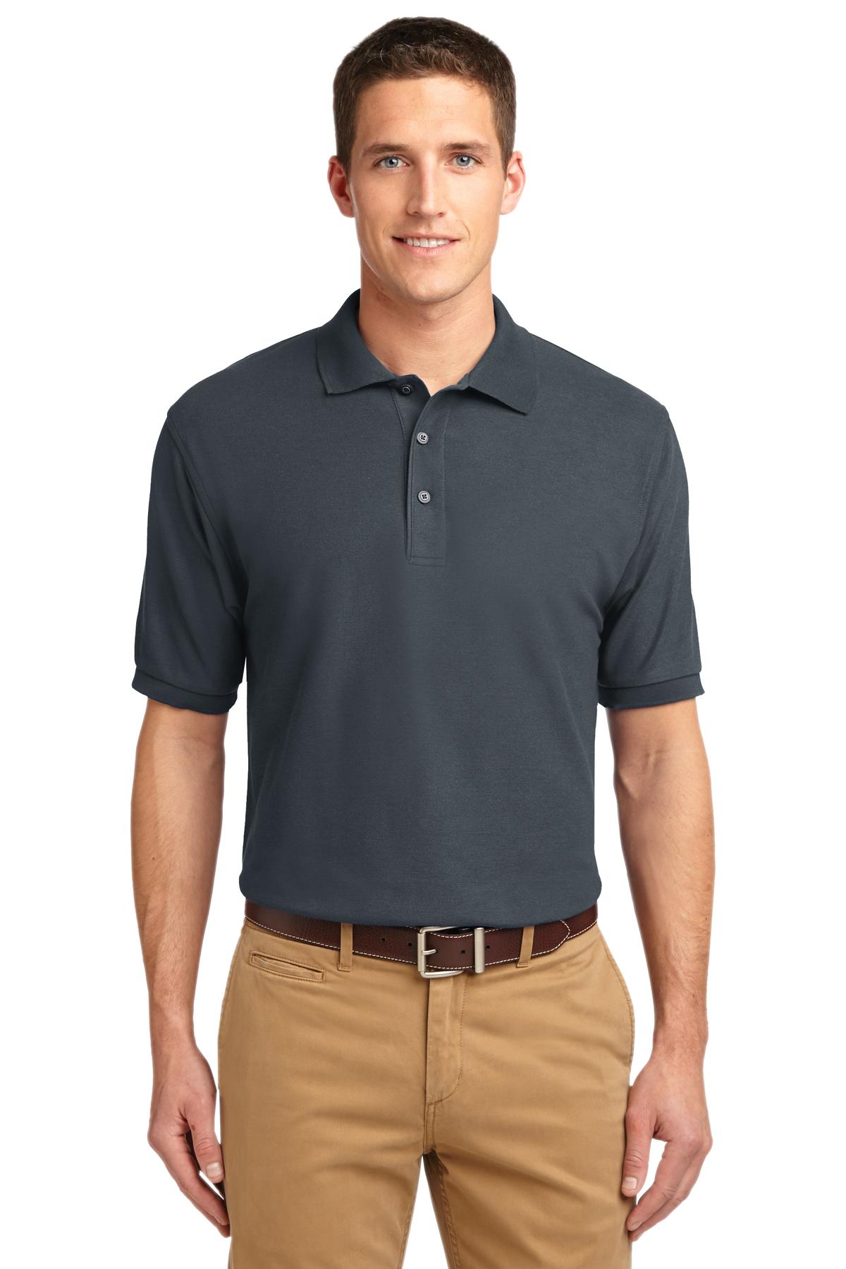 Front View of Steel Grey Port Authority Extended Size Silk Touch Polo K500ES
