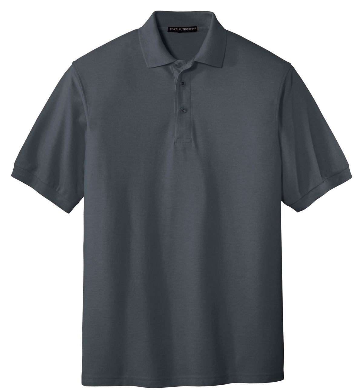 Front View of Steel Grey Port Authority Extended Size Silk Touch Polo K500ES