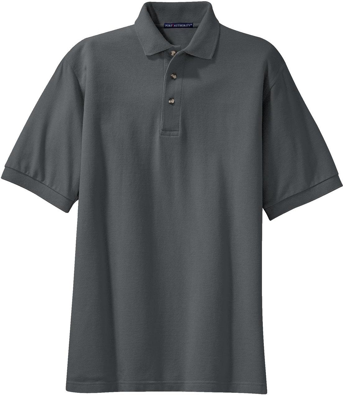 Front View of Steel Grey Port Authority Heavyweight Cotton Pique Polo. K420