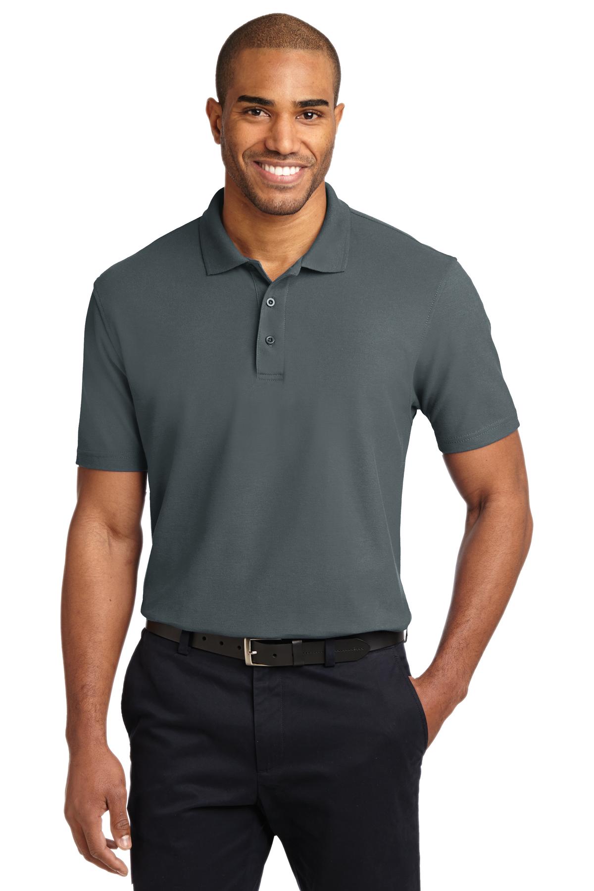 Front View of Steel Grey Port Authority Stain-Release Polo. K510