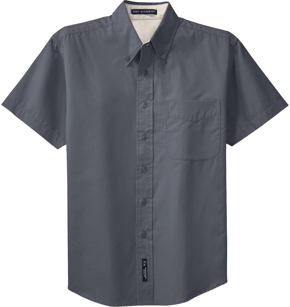 Front View of Steel Grey Port Authority Tall Short Sleeve Easy Care Shirt. TLS508
