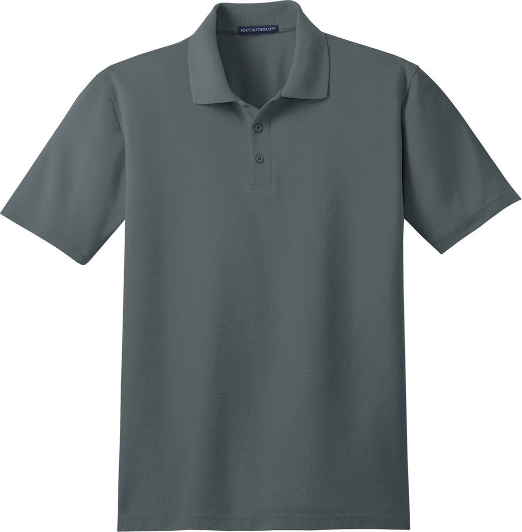 Front View of Steel Grey Port Authority Tall Stain-Release Polo. TLK510