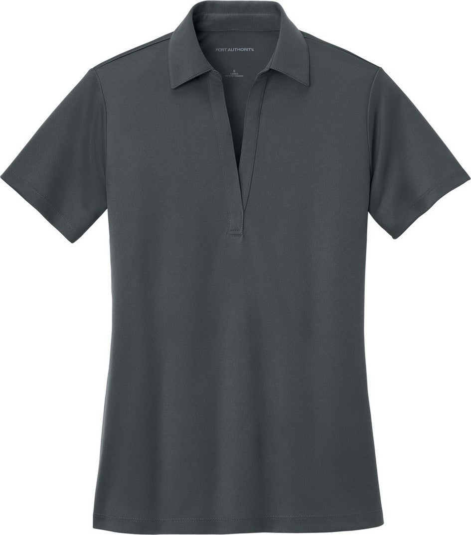 Front View of Steel Grey Port Authority Women's Silk Touch Performance Polo. L540