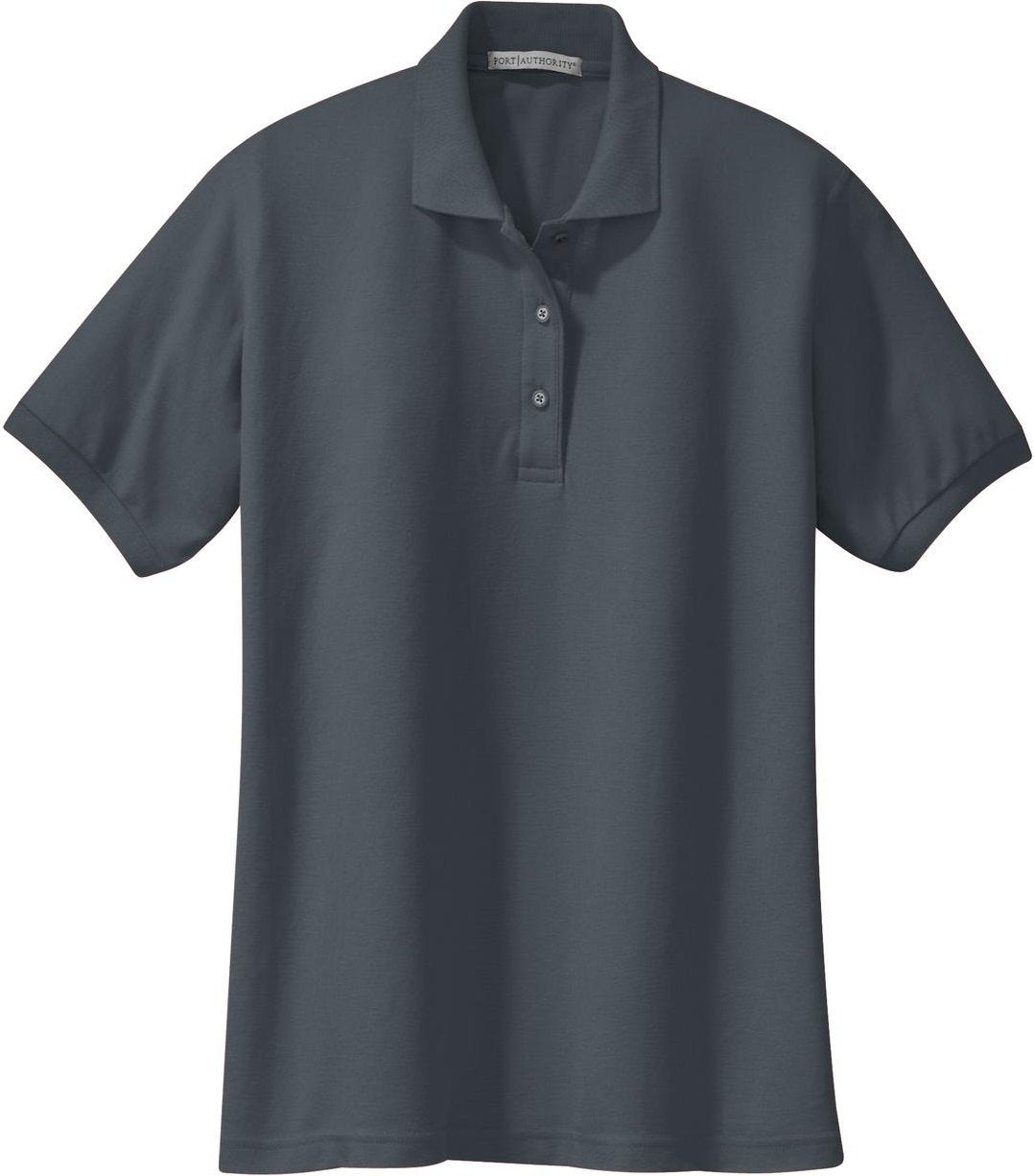 Front View of Steel Grey Port Authority Women's Silk Touch Polo. L500