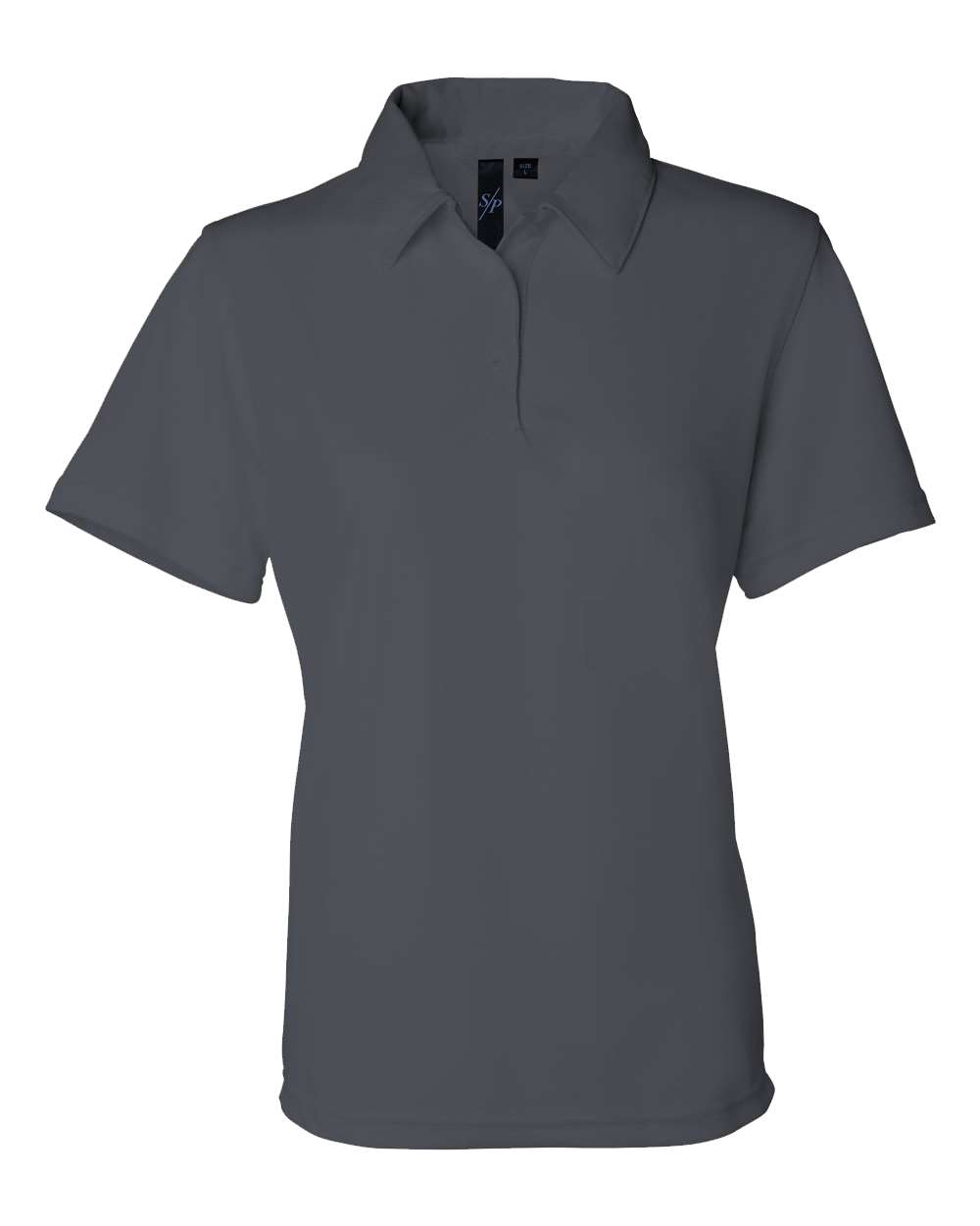 Front View of Steel Grey Women&#39;s Moisture Free Mesh Polo - 5469