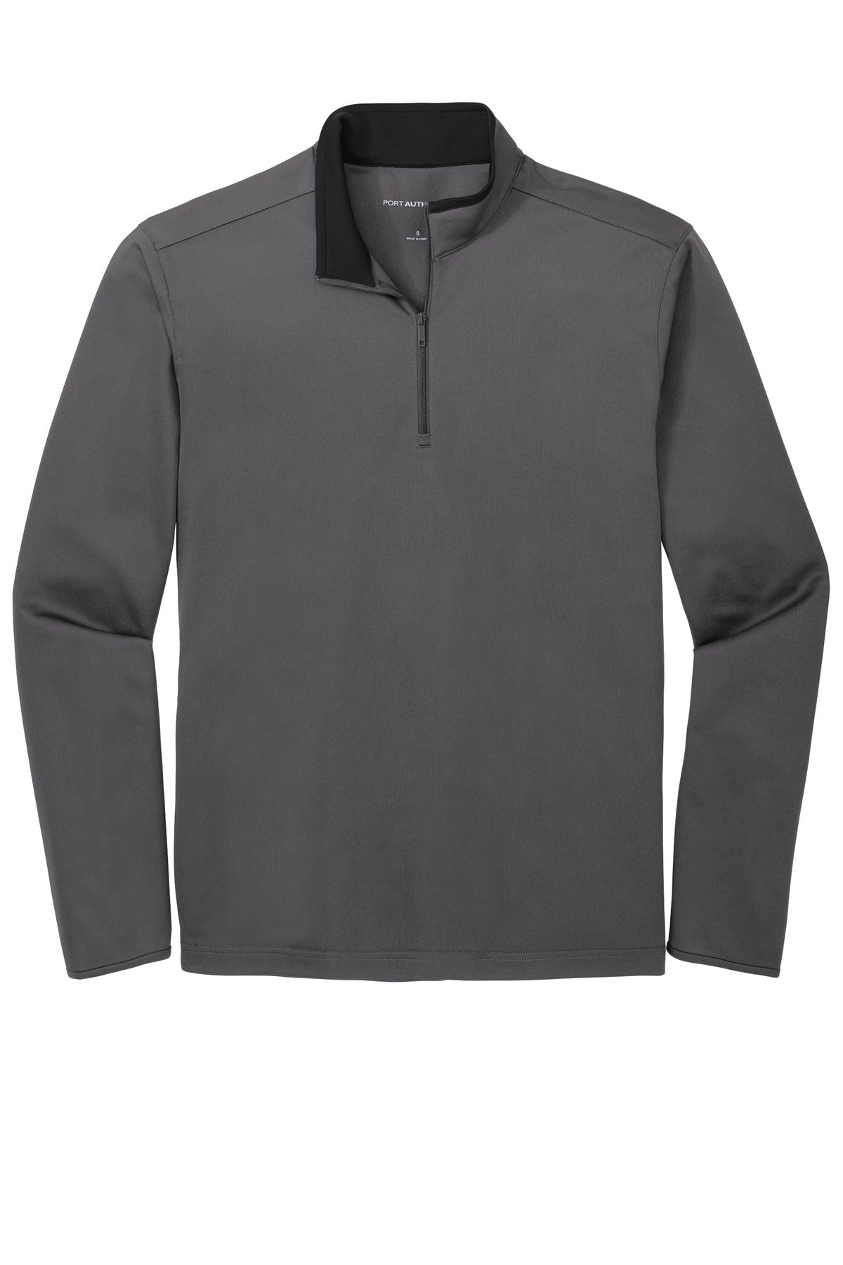 Front View of Steel Grey/Blk Port Authority Silk Touch Performance 1/4-Zip K584