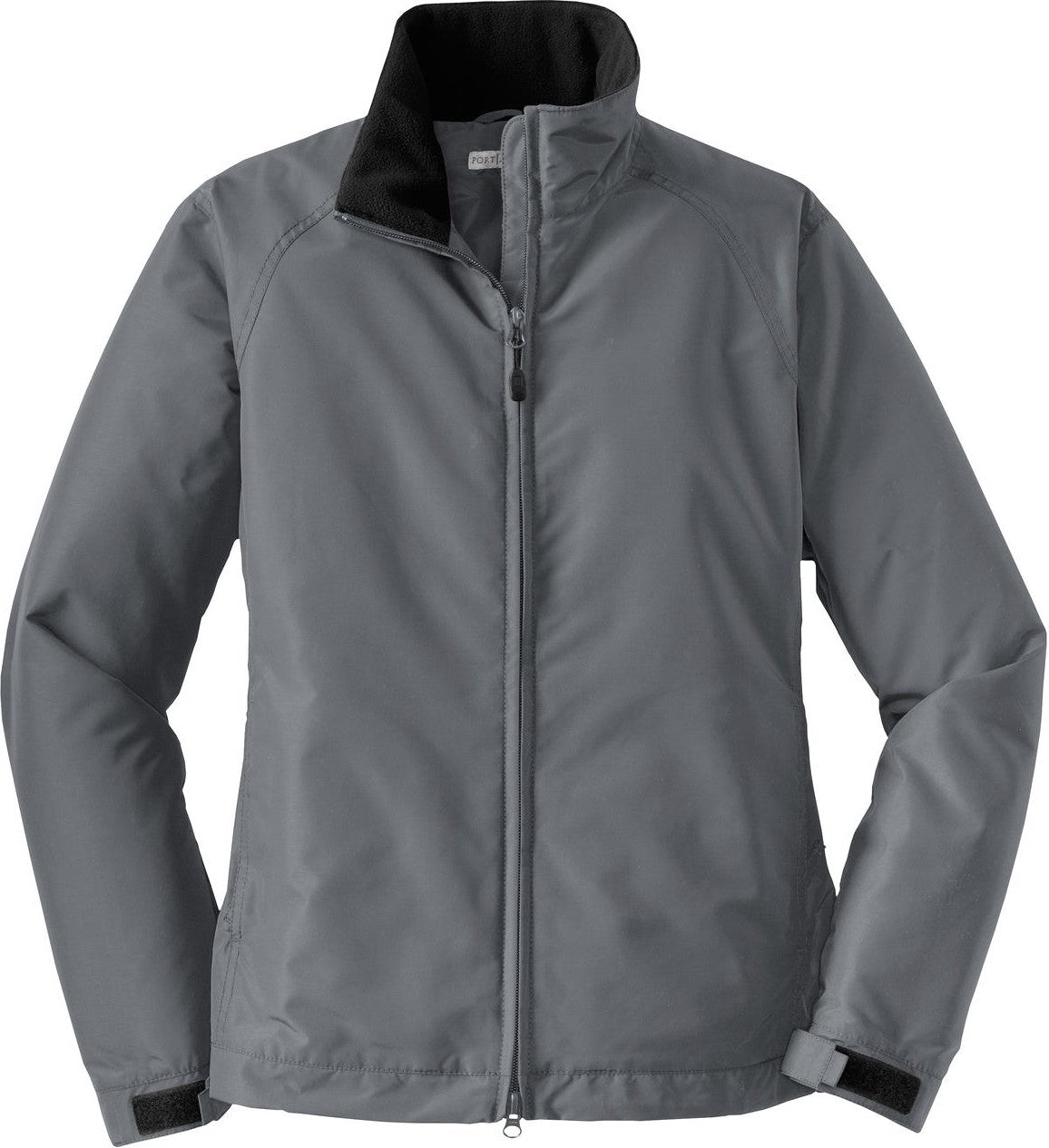 Front View of Steel Gy/Tr Bk Port Authority Women's Challenger Jacket. L354