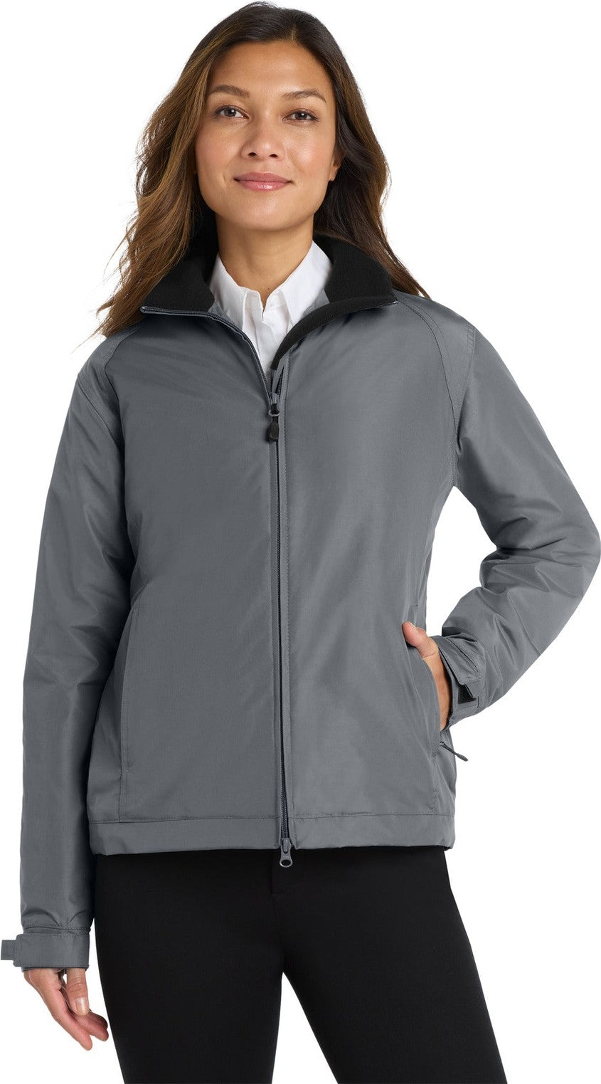 Front View of Steel Gy/Tr Bk Port Authority Women's Challenger Jacket. L354