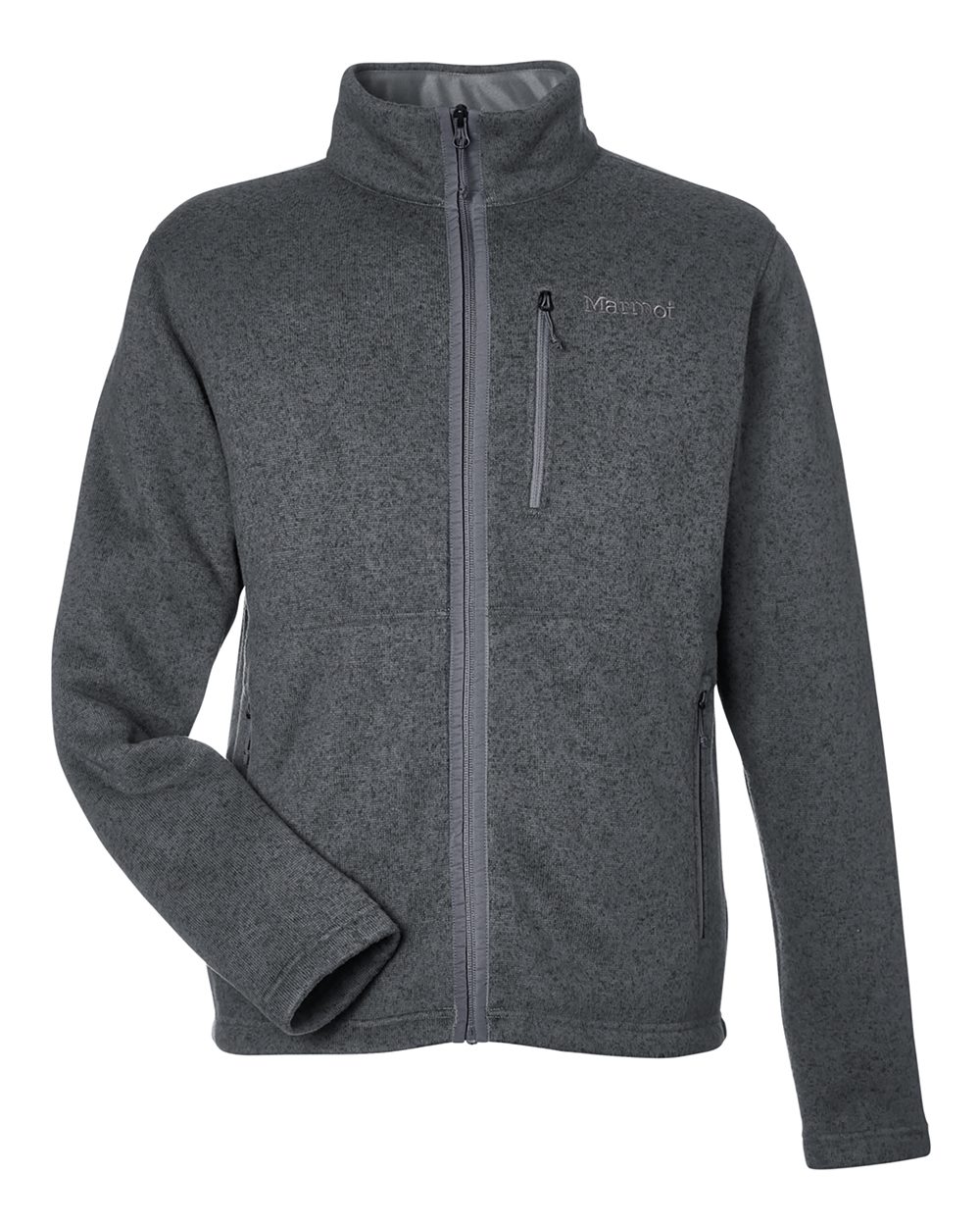 Front View of Steel Onyx Heather Drop Line Fleece Jacket - M16223