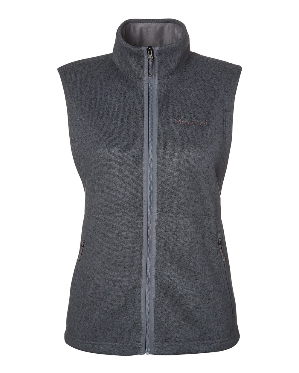 Front View of Steel Onyx Heather Women&#39;s Drop Line Fleece Vest - M16251