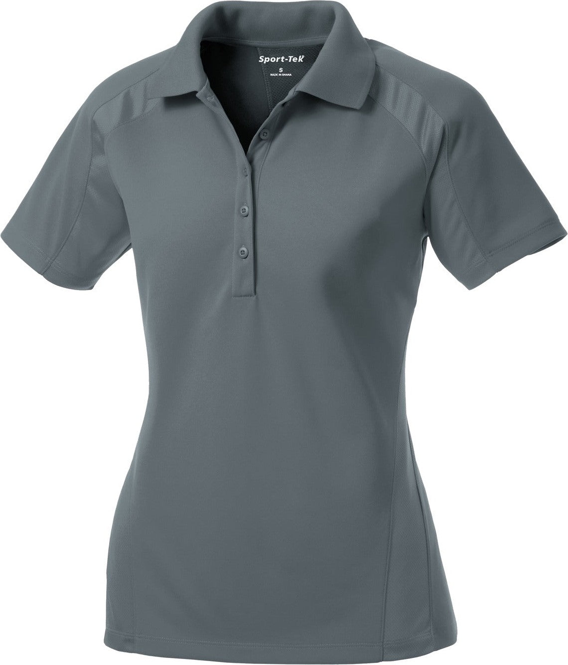 Front View of Steel Sport-Tek Women's Dri-Mesh Pro Polo. L474