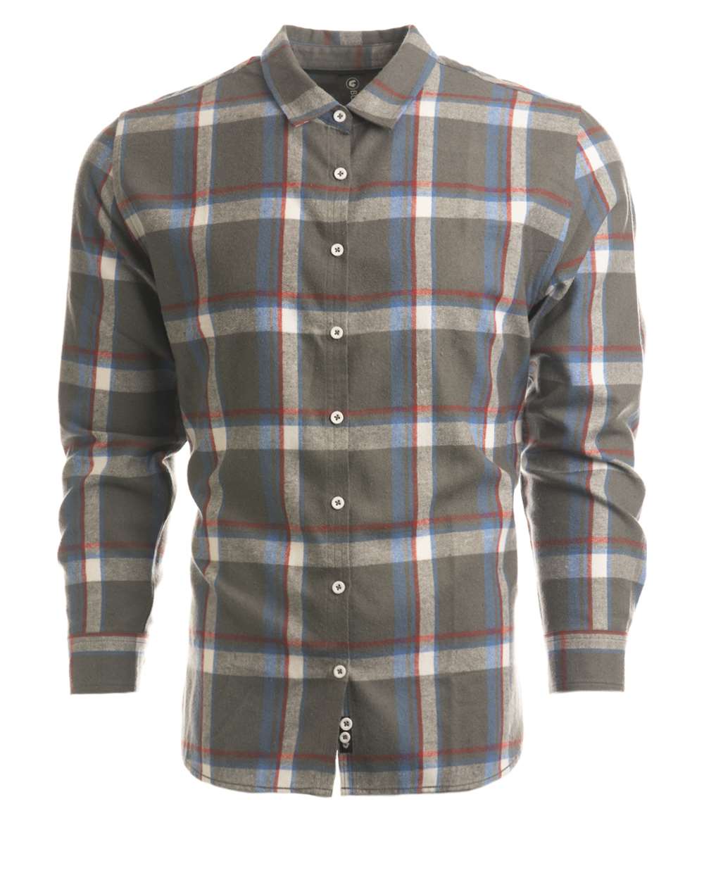 Front View of Steel/ White Women's No Pocket Yarn-Dyed Long Sleeve Flannel Shirt - 5212
