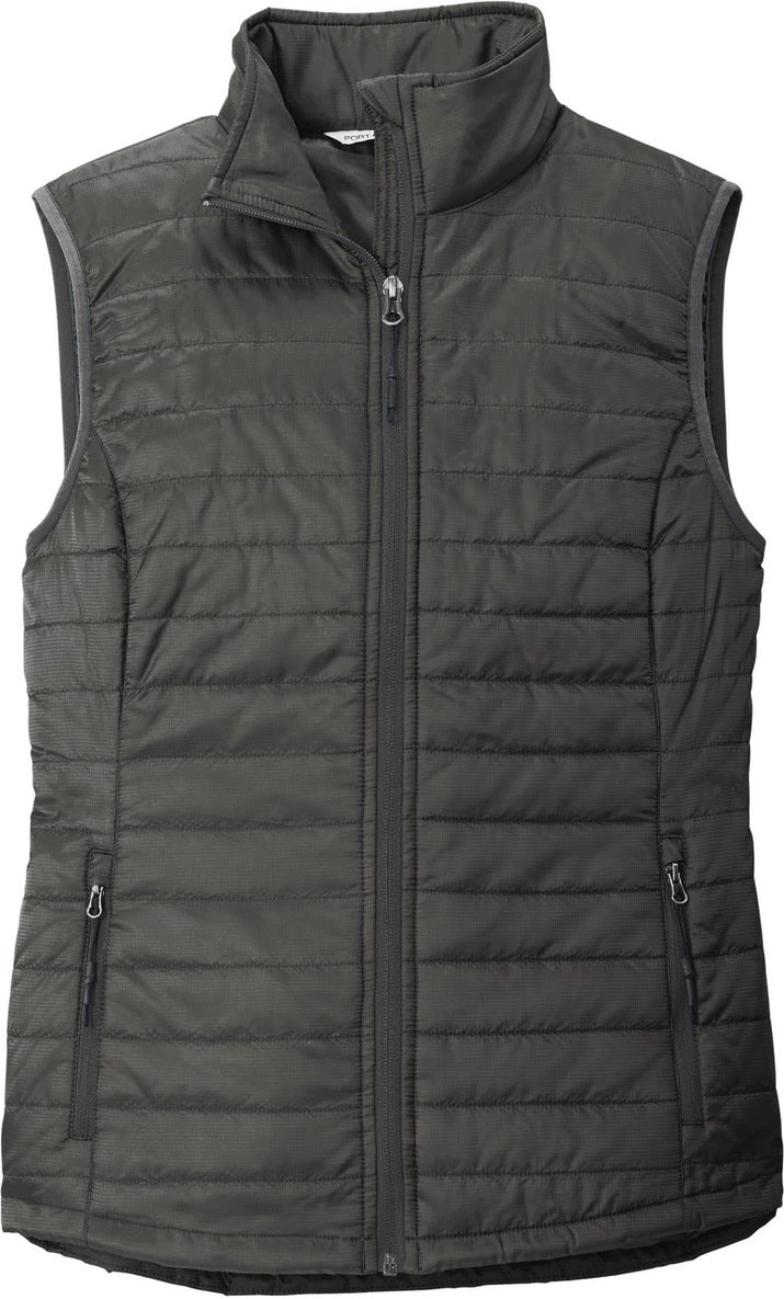 Front View of Sterl Gry/Grph Port Authority Women's Packable Puffy Vest L851