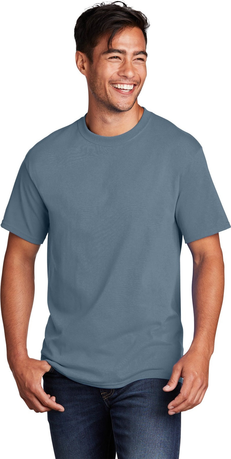 Front View of StnwshdBl Port & Co Core Cotton Tee. PC54
