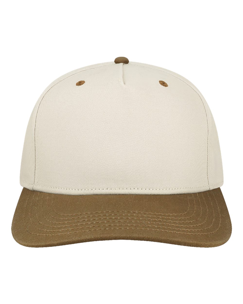 Front View of Stone/ Brown Heritiage Twill Cap - HTA