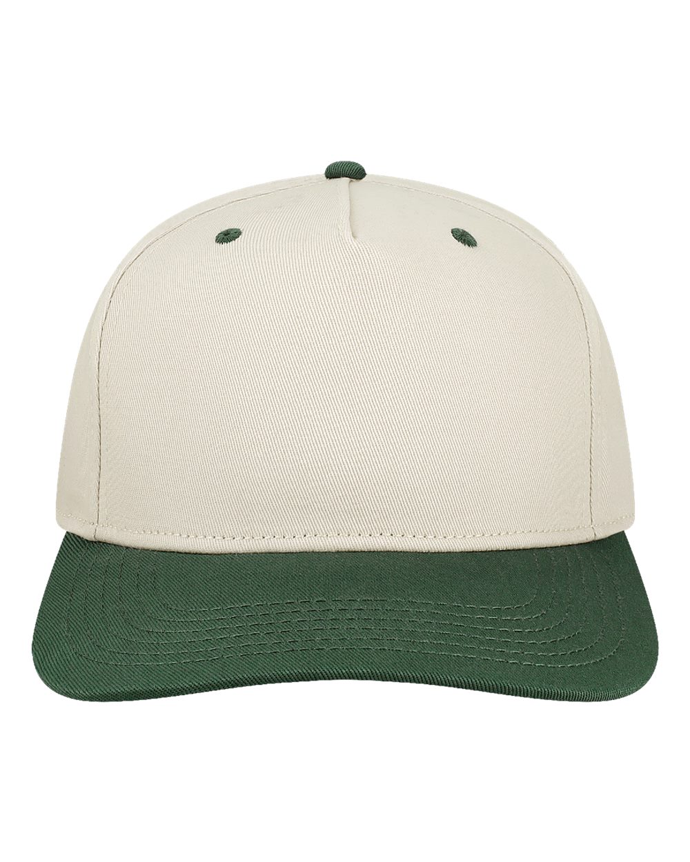 Front View of Stone/ Dark Green Heritiage Twill Cap - HTA