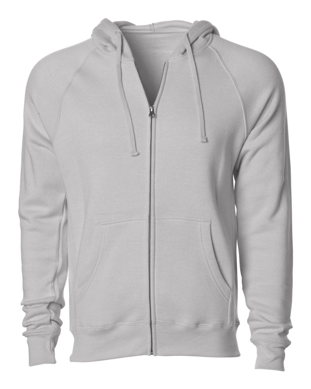 Front View of Stone Heather Special Blend Raglan Full-Zip Hooded Sweatshirt - PRM33SBZ