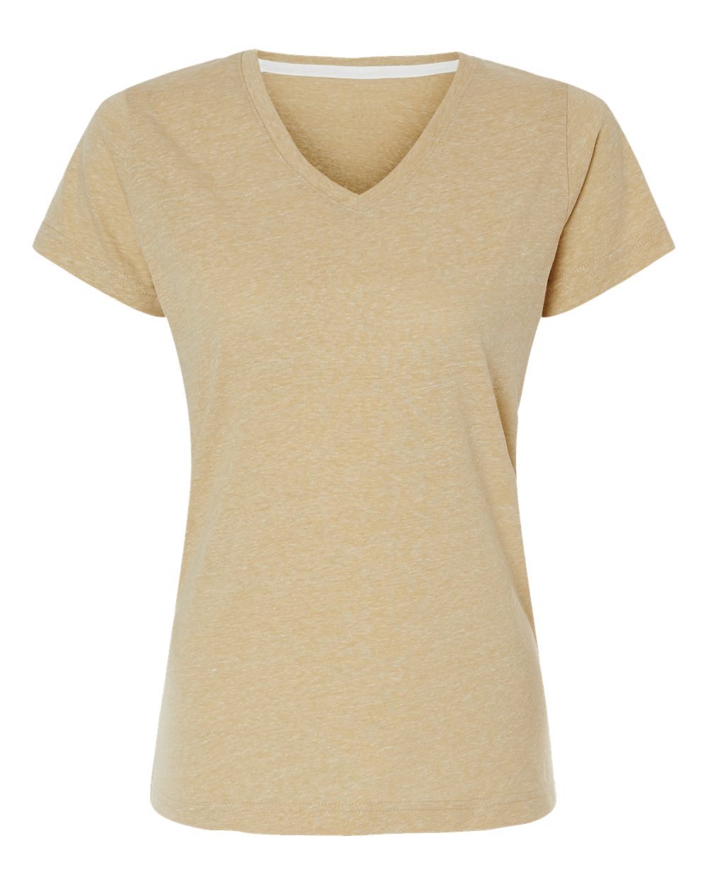 Front View of Stone Melange Women's Harborside Mélange V-Neck Tee - 3591