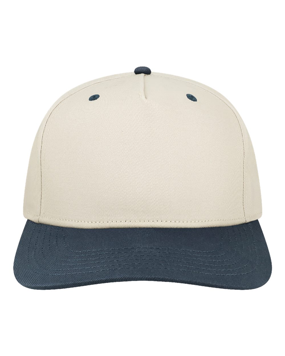 Front View of Stone/ Navy Heritiage Twill Cap - HTA