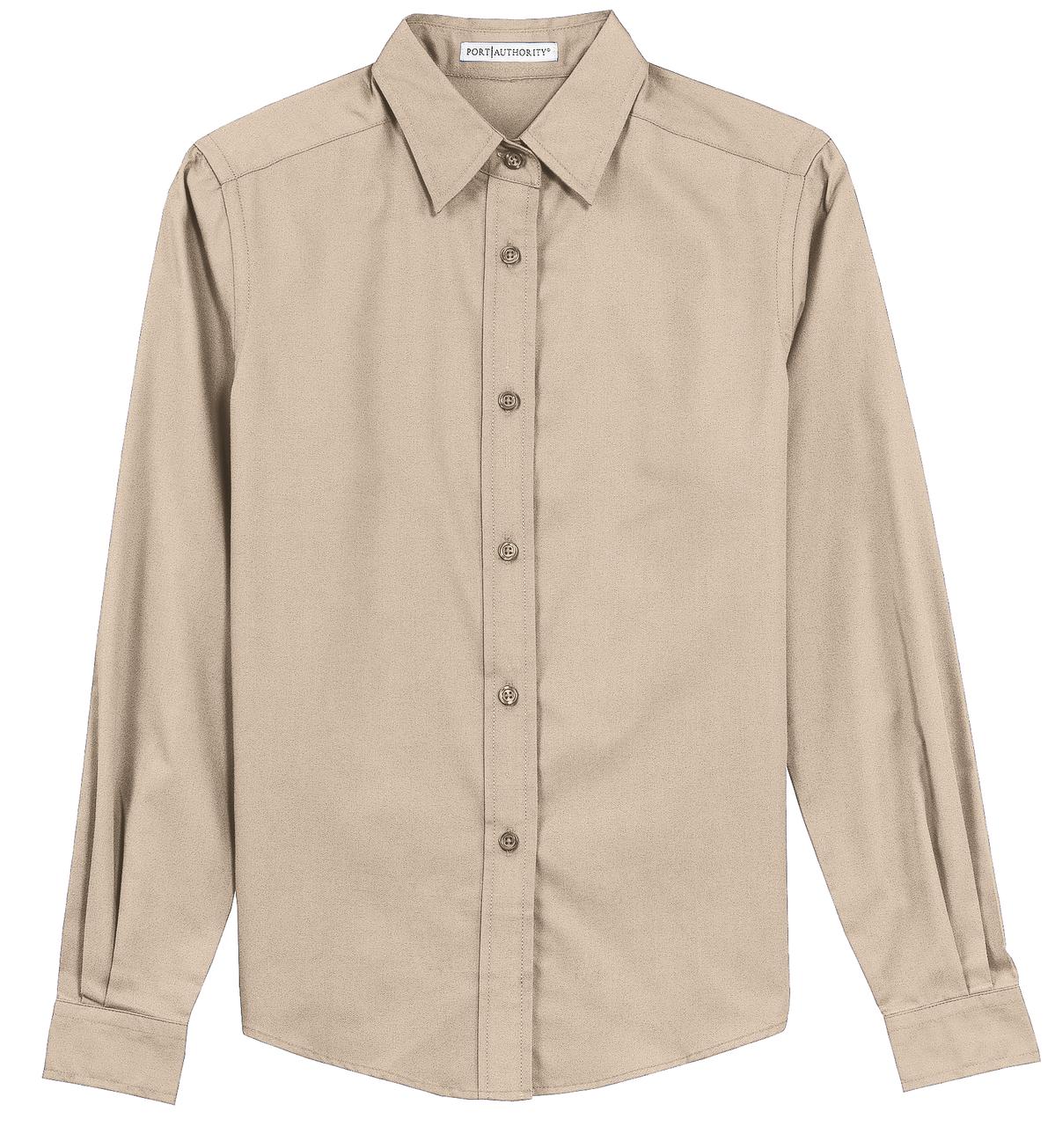 Front View of Stone Port Authority Women's Long Sleeve Easy Care Shirt. L608