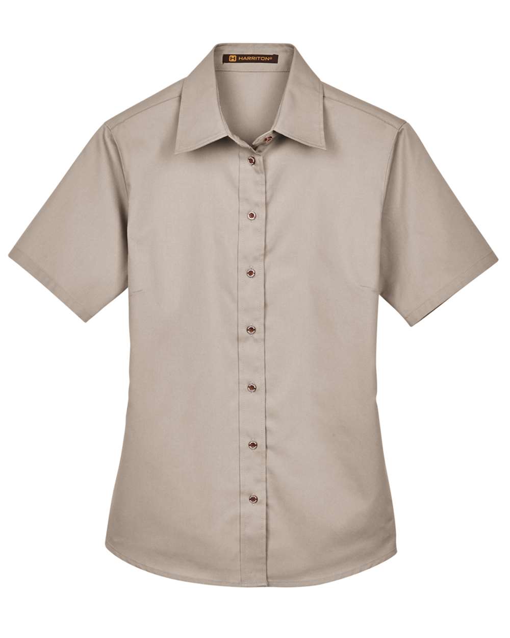 Front View of Stone Women&#39;s Easy Blend™ Short Sleeve Twill Dress Shirt with Stain-Release - M500SW