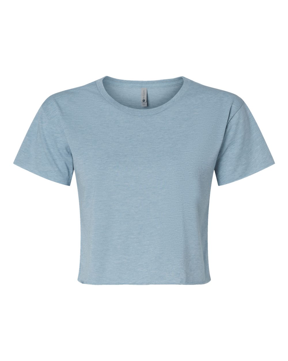 Front View of Stonewash Denim Women's Festival Crop Top - 5080