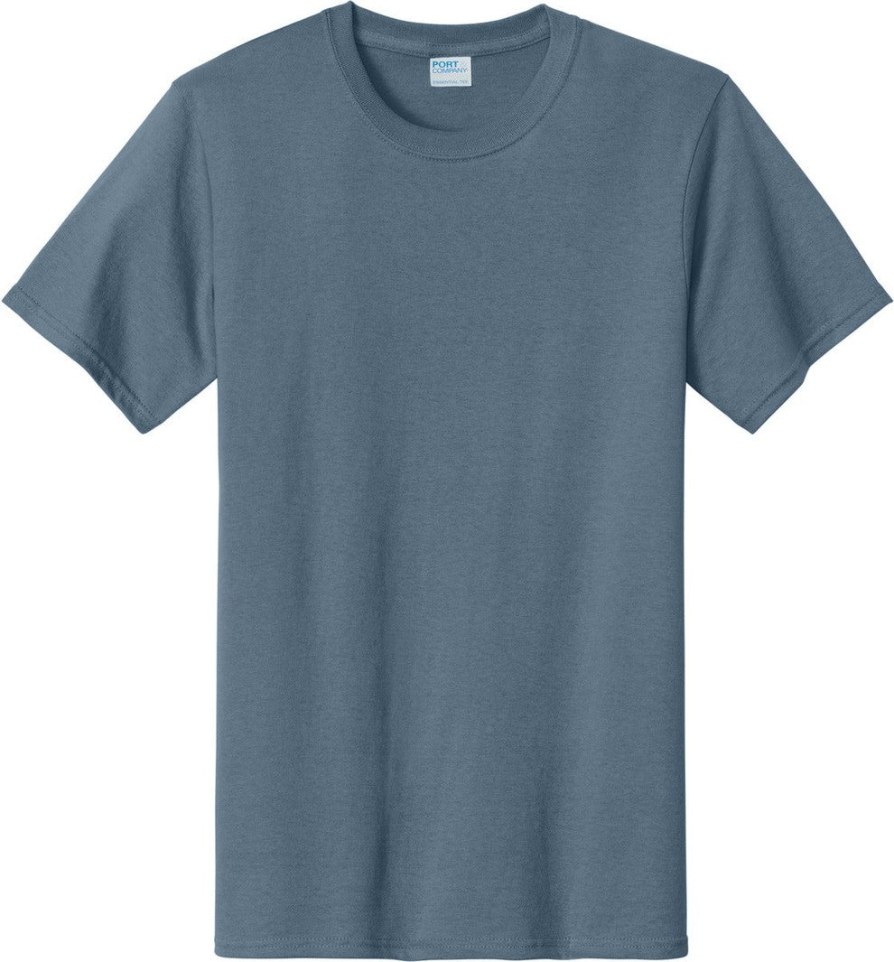 Front View of Stonewshd Blue Port & Co Tall Essential Tee. PC61T